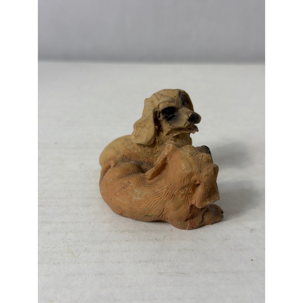 Miniature Resin Dachshund Dog Figurine Two Puppies Long Haired Doxie Collectible - Picture 4 of 9